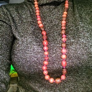 Chic Coral and Earthy Beaded Necklace